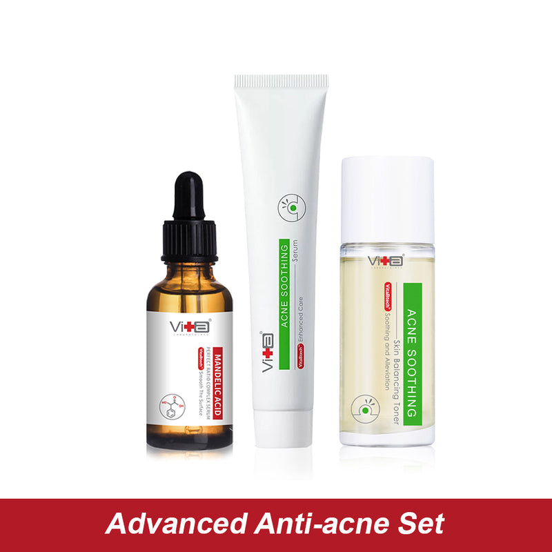 【Advanced Anti acne Set】Swissvita Acne Soothing Toner 120ml, Acne Soothing Serum 50g [EXP 8/2025], Mandelic Acid Serum 30ml