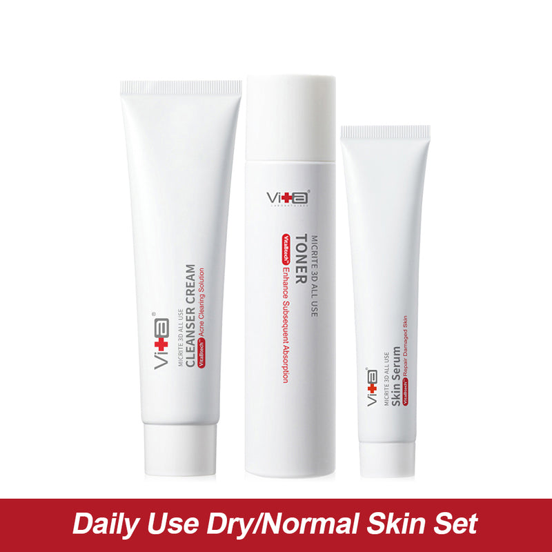 【Daily Use: Dry Skin & Normal Skin】Swissvita Cleanser Cream 100g, Toner 200ml, Skin Serum 50g