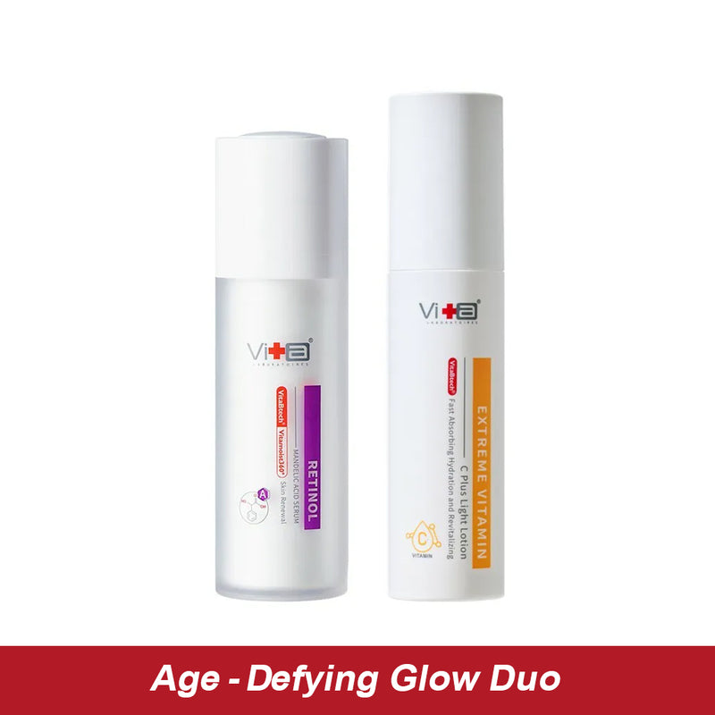 【Age-Defying Glow Duo】 Swissvita Retinol Mandelic Acid Serum 30ml, Vitamin C Plus Light Lotion 50ml