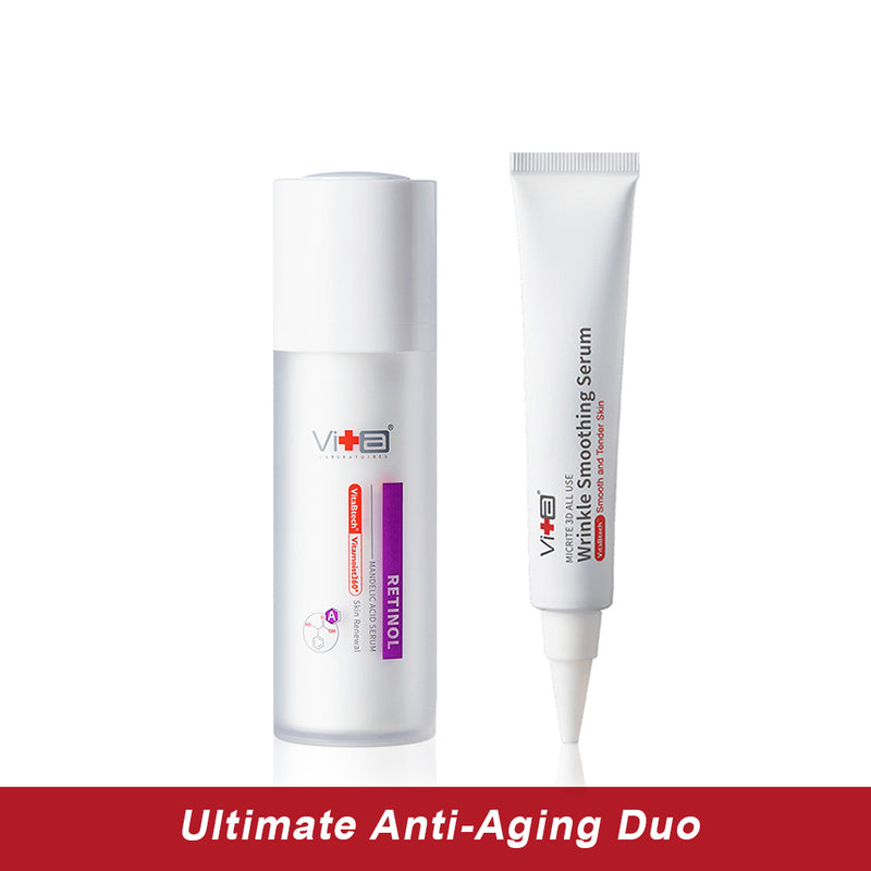 【Ultimate Anti-Aging Duo】Swissvita Retinol Mandelic Acid Serum 30ml + Wrinkle Smoothing Serum 30g