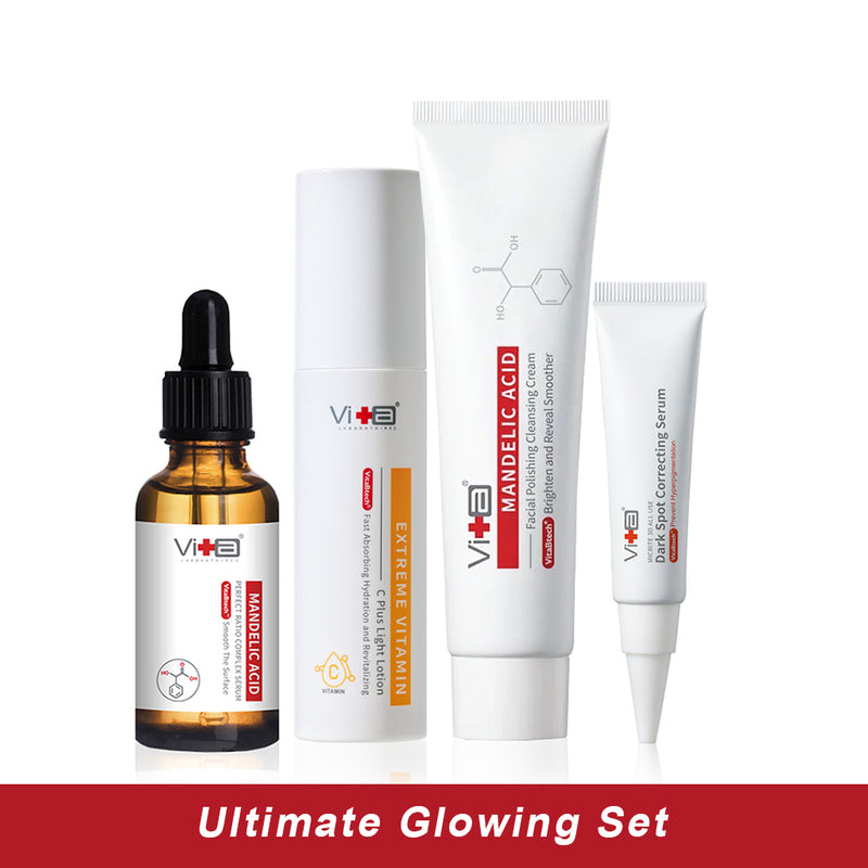 【Ultimate Glowing set】SwissvitaMandelic cleanser 100g + Mandelic acid serum 30ml + Vitamin C + Dark Spot Correcting Serum 15g